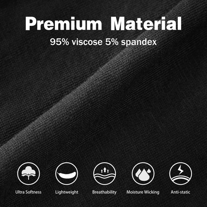 POUDEW Men's Breathable Viscose Moisture Wicking No Roll Waistband Tagless Underwear Boxer Briefs, Pack of 5 (Medium, Black/Black/Black/Black/Black) - Image 4